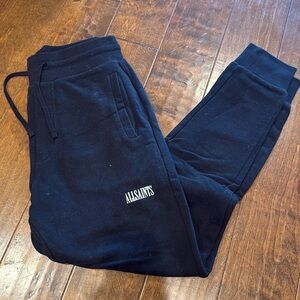 All Saints Black Logo Joggers with White Branding